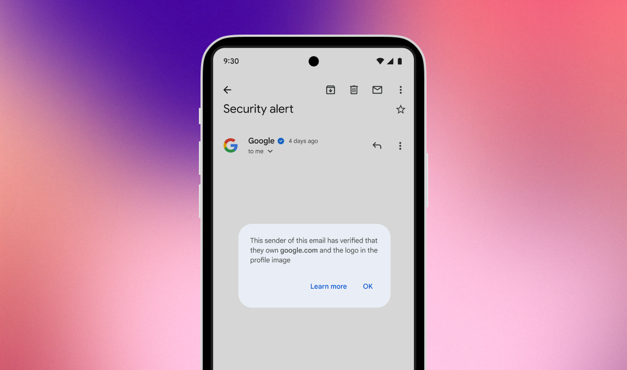gmail-android-ios-sender-verification-logo-check-mark - Online Tech Tips Gmail mobile app displaying a verified sender - gmail-android-ios-sender-verification-logo-check-mark's logo and checkmark